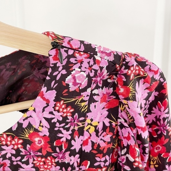 Zara Balloon Sleeve Floral Print Mini Dress - M - Picture 10 of 10